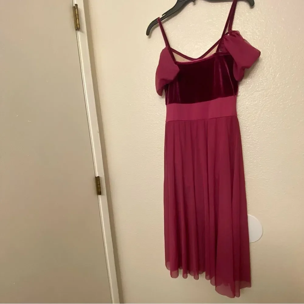 Weissman Dance Costume VELVET burgundy red The Skaters Waltz 15885 LC child